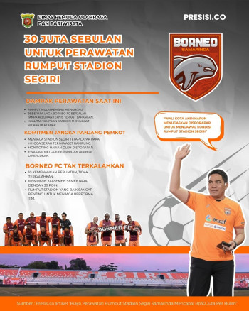 30 Juta Sebulan untuk Perawatan Rumput Stadion Segiri