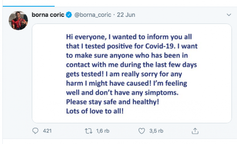 Tiga Petenis Dunia Positif Corona Saat Ikuti Pertandingan Ekshibisi yang Digagas oleh Novak Djokovic