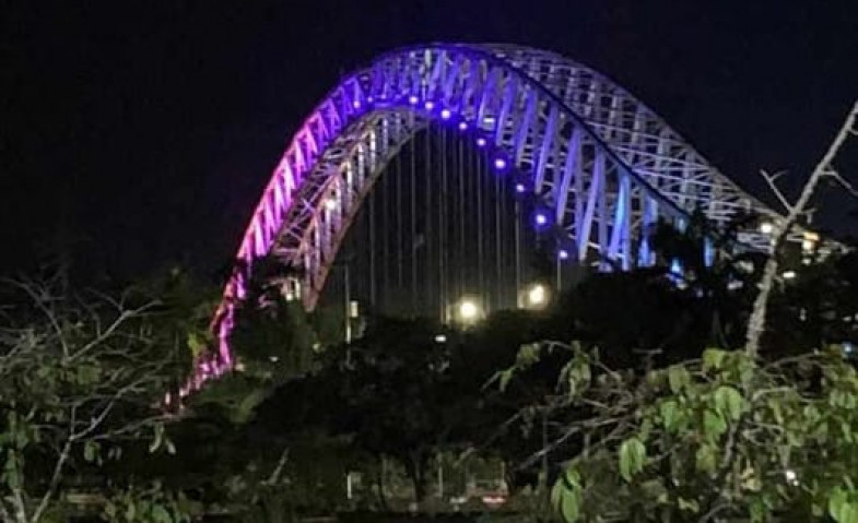 Jembatan Kutai Kartanegara Bersolek, Instalasi Lampu Tematik Rampung Akhir Tahun Ini