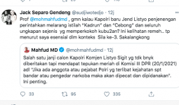 Sujiwo Tejo Minta Menkopolhukam Perintahkan Kapolri Listyo Sigit Prabowo Larang Istilah Kadrun dan Cebong