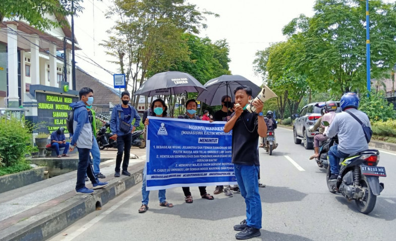 Lagi, Aliansi Mahakam Minta 2 Mahasiswa yang Ditetapkan Tersangka saat Demo Aksi Tolak Omnibus Law Dibebaskan