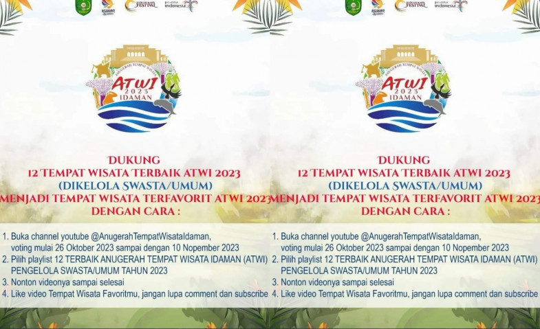 Program ATWI 2023 Kukar Sudah Masuk Tahap Voting, Kadispar Ajak Masyarakat Pilih Destinasi Wisata Favorit