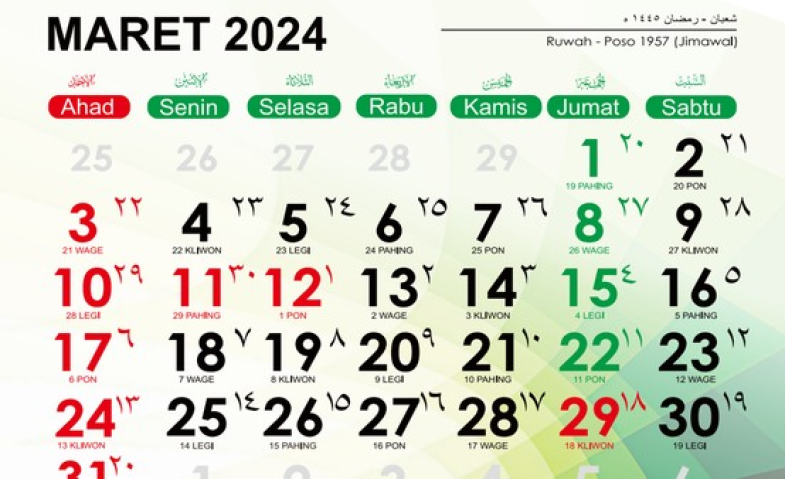 Catat! Daftar Tanggal Merah dan Hari Besar di Bulan Maret 2024, Ada Banyak Libur Nasional!