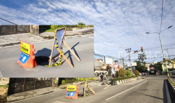Bahaya Jalan Amblas di Dekat RSHD Samarinda, Pengendara Diminta Lewat Jalur Alternatif