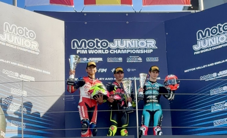 Hasil Moto3 Junior World Championship 2026: Pebalap Astra Honda Ramadhipa Naik Podium di Misano