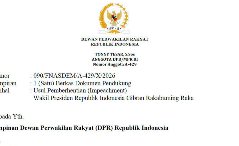 Surat Impeachment Gibran Beredar, Ini Bantahan NasDem